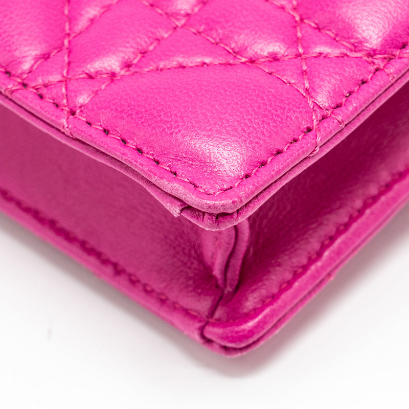 Dior Dioraddict Wallet On Chain Lambskin Pink GHW