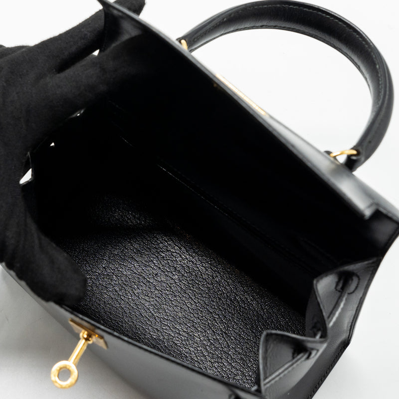 Hermes vintage Kelly 20 box calfskin black GHW stamp circle V
