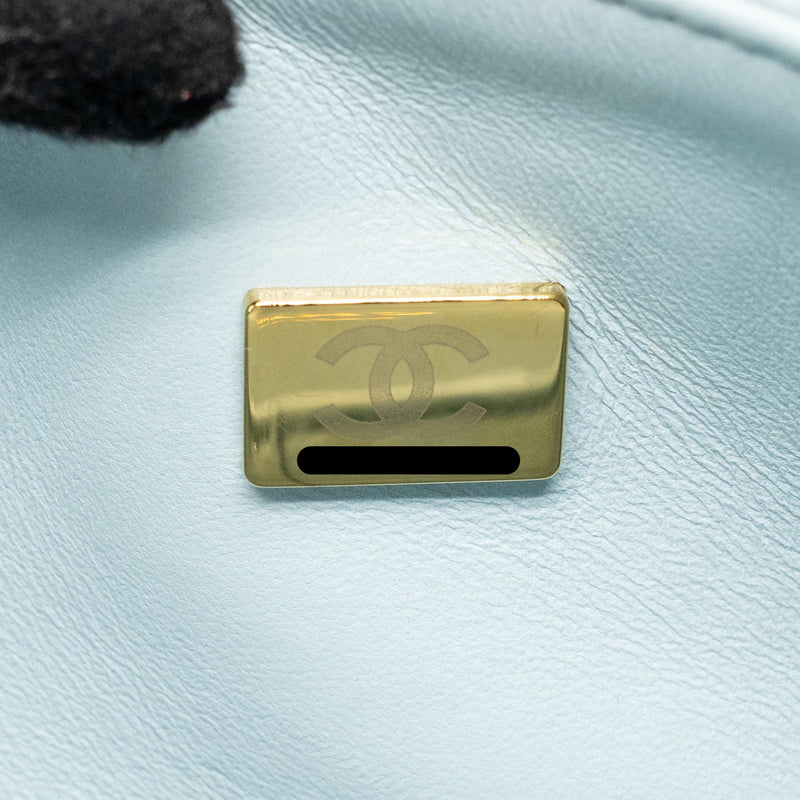 Chanel Medium Classic double flap bag caviar light blue LGHW (microchip)