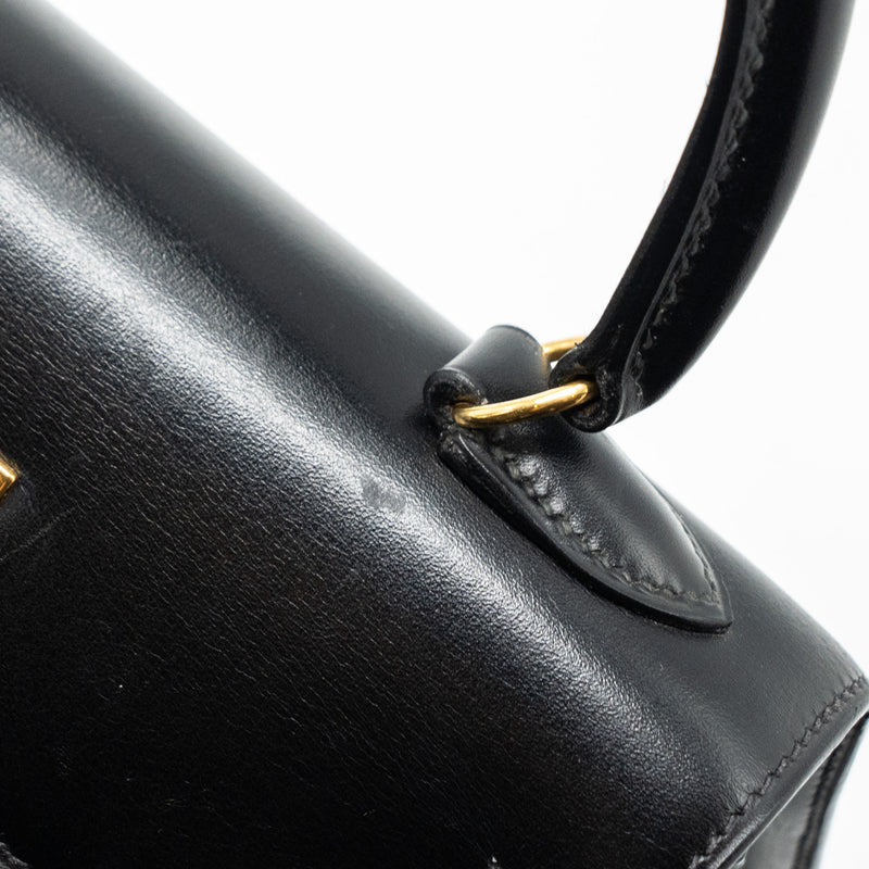 Hermes vintage Kelly 20 box calfskin black GHW stamp circle V