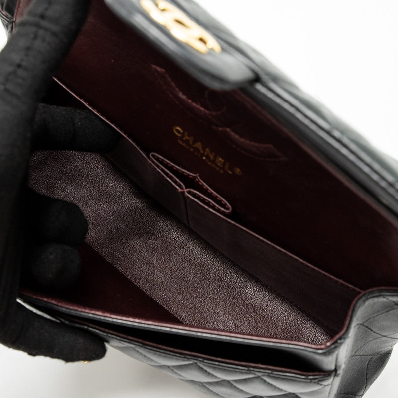 Chanel Mini Duma Backpack Lambskin Black LGHW (Microchip)