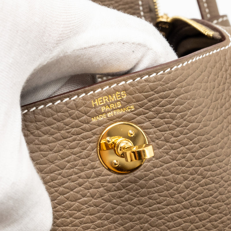 Hermes Mini Lindy Clemence Etoupe GHW Stamp B