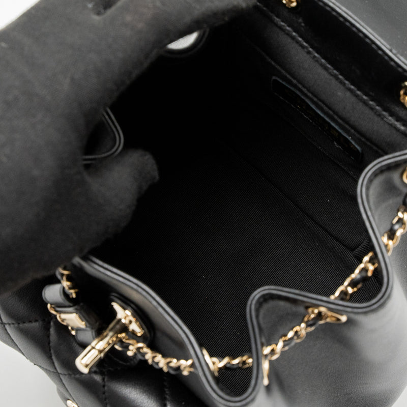Chanel Mini Duma Backpack Lambskin Black LGHW (Microchip)