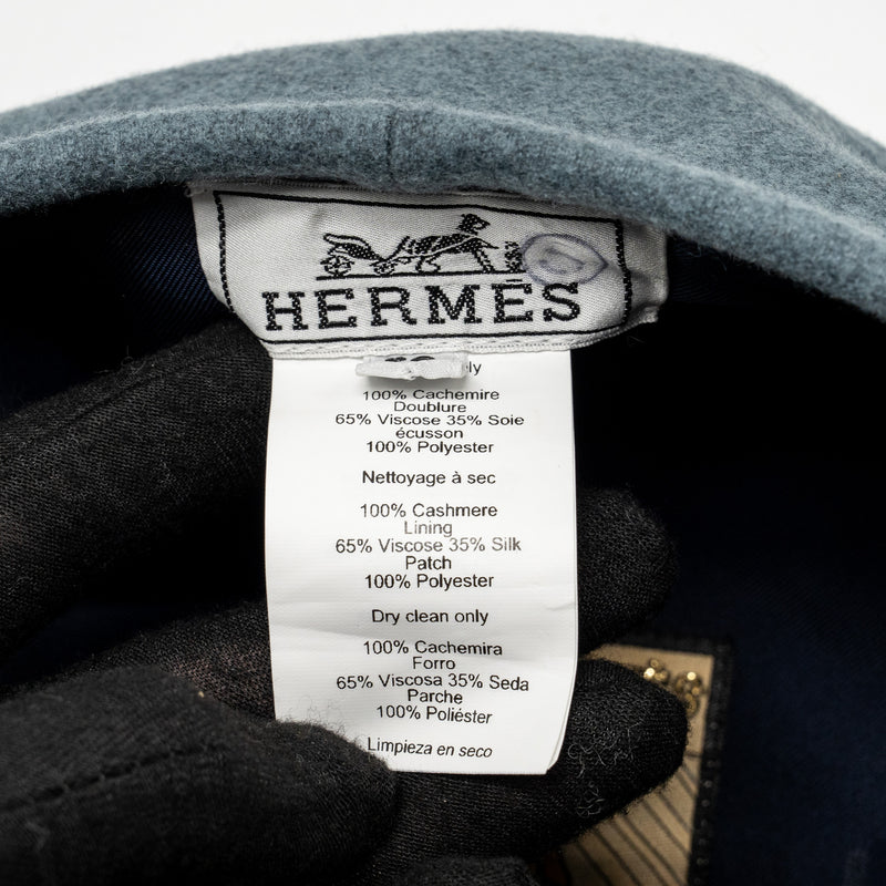 Hermes Size 58 Beret Cashmere Grey SHW