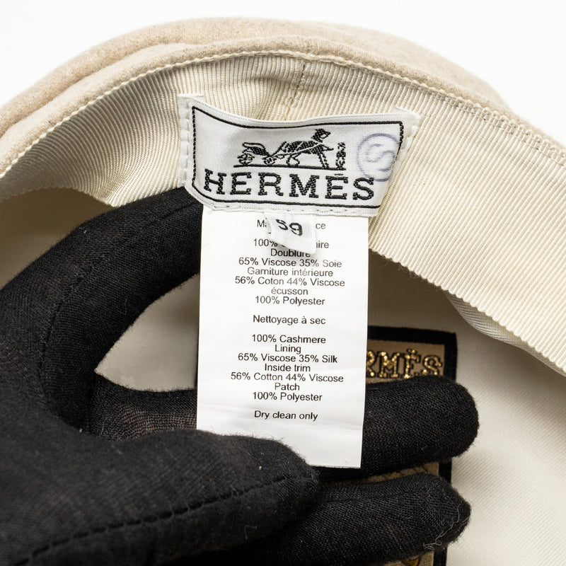 Hermes Size 59 Vauban Cap Cashmere Beige SHW