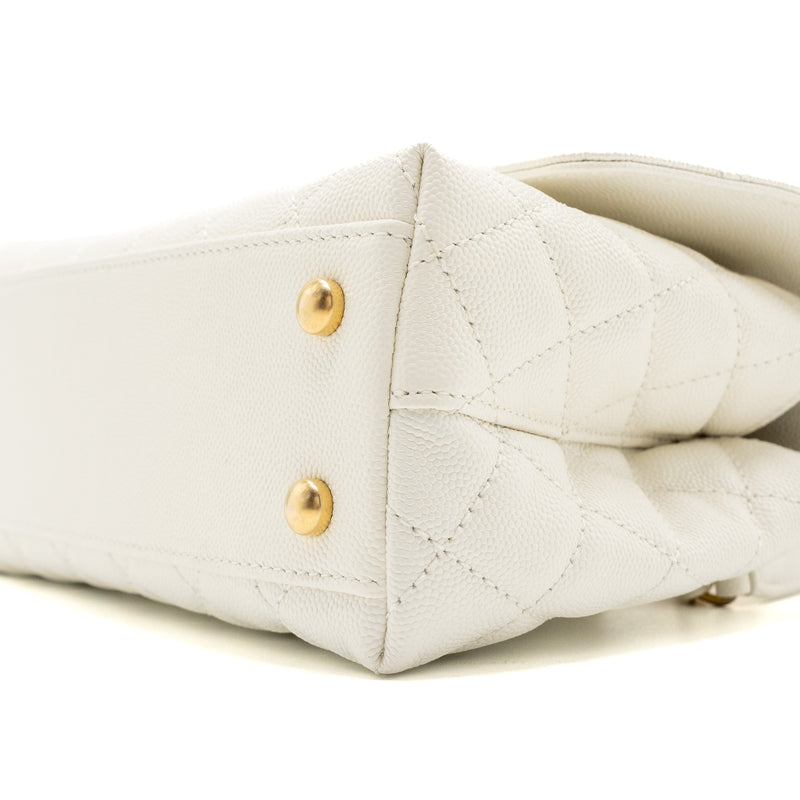 Chanel 23P detailed top handle Small coco handle caviar white GHW (microchip )