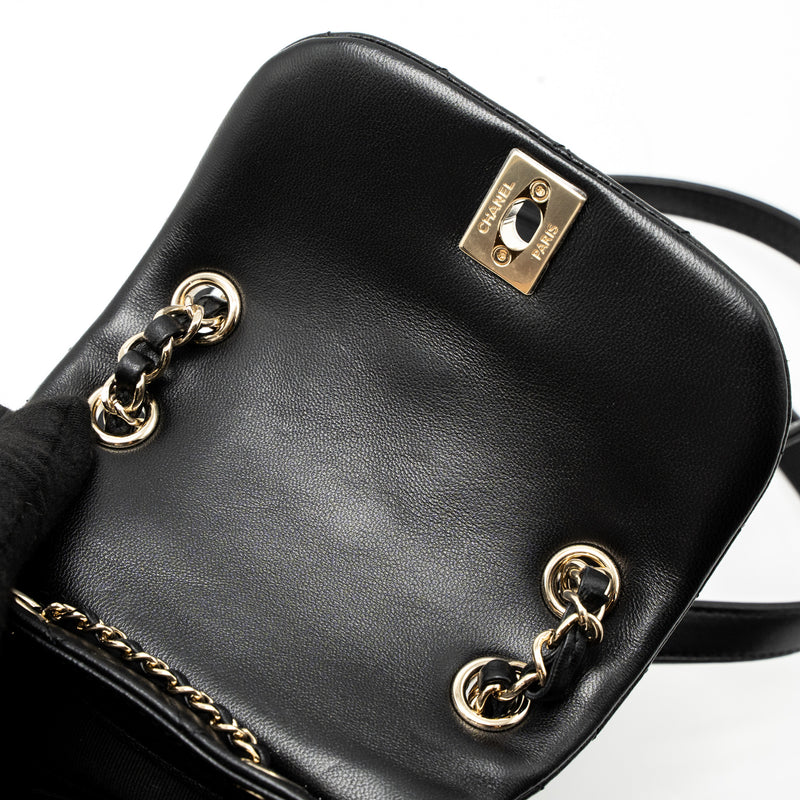 Chanel Mini Duma Backpack Lambskin Black LGHW (Microchip)