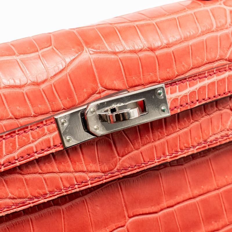 Hermes Kelly 25 Matt Crocodile Porous Bougainvillier SHW Stamp A