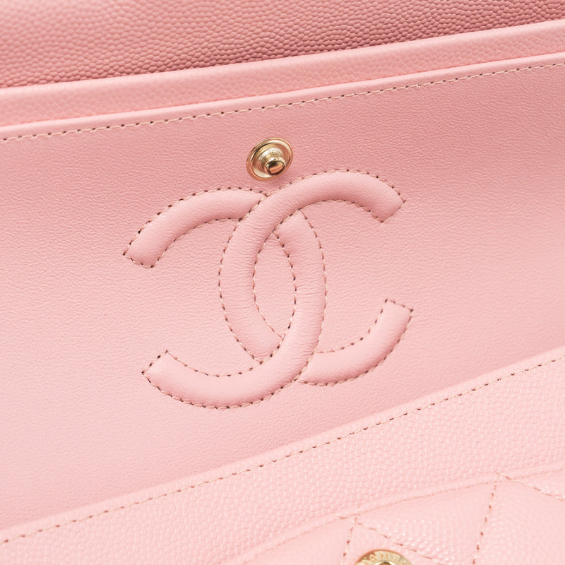 Chanel 22c Small Classic Double Flap Bag Caviar Light Pink LGHW(microchip)
