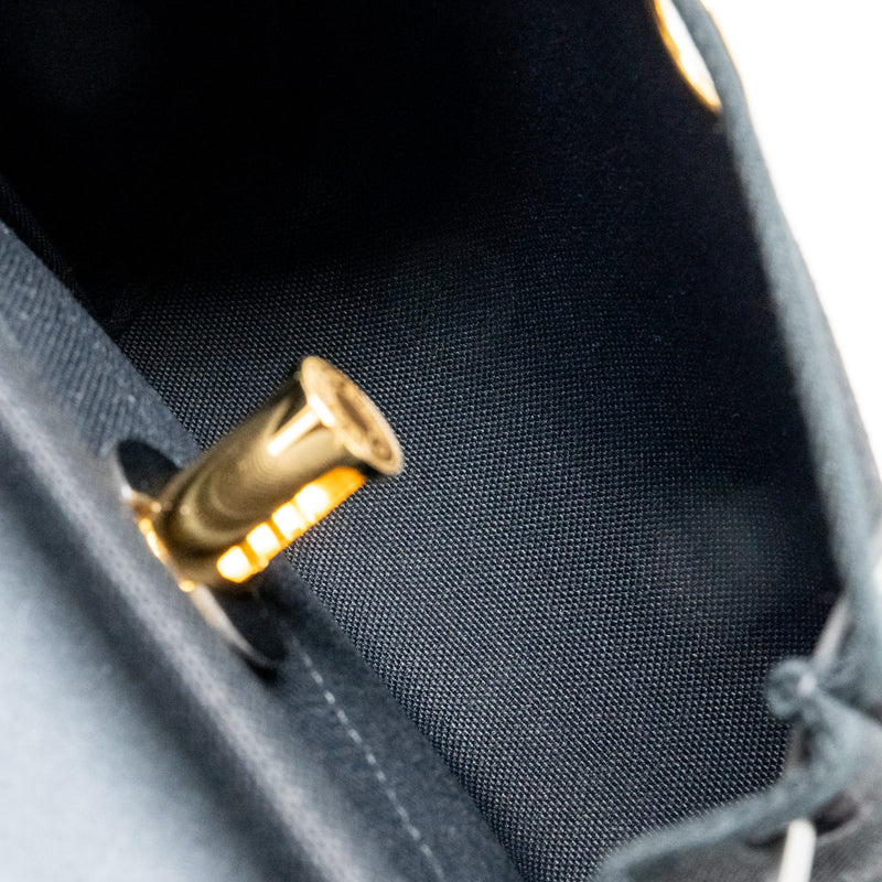 Hermes Herbag Mini Canvas/Hunter Leather Black GHW Stamp K
