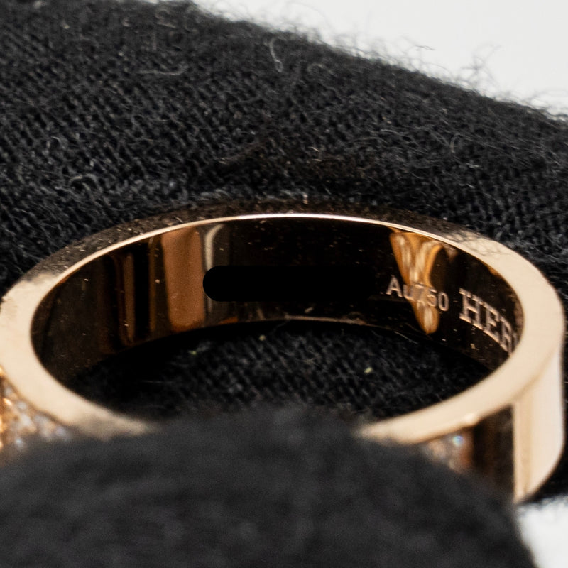 Hermes size 53 kelly clochette ring, medium model rose gold with diamonds
