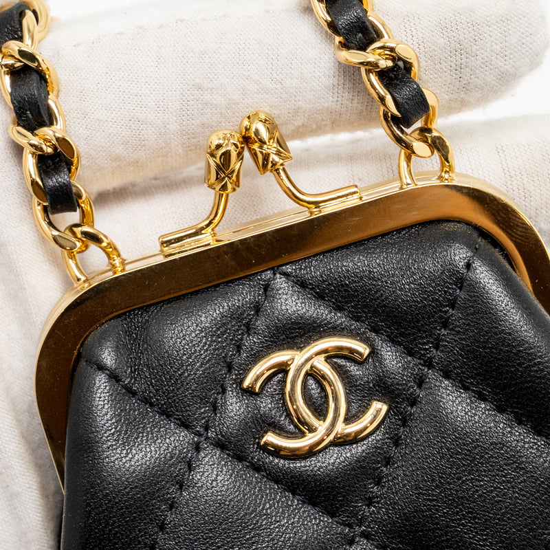 Chanel 23p Mini Coin Purse with Chain Calfskin Black LGHW(microchip)