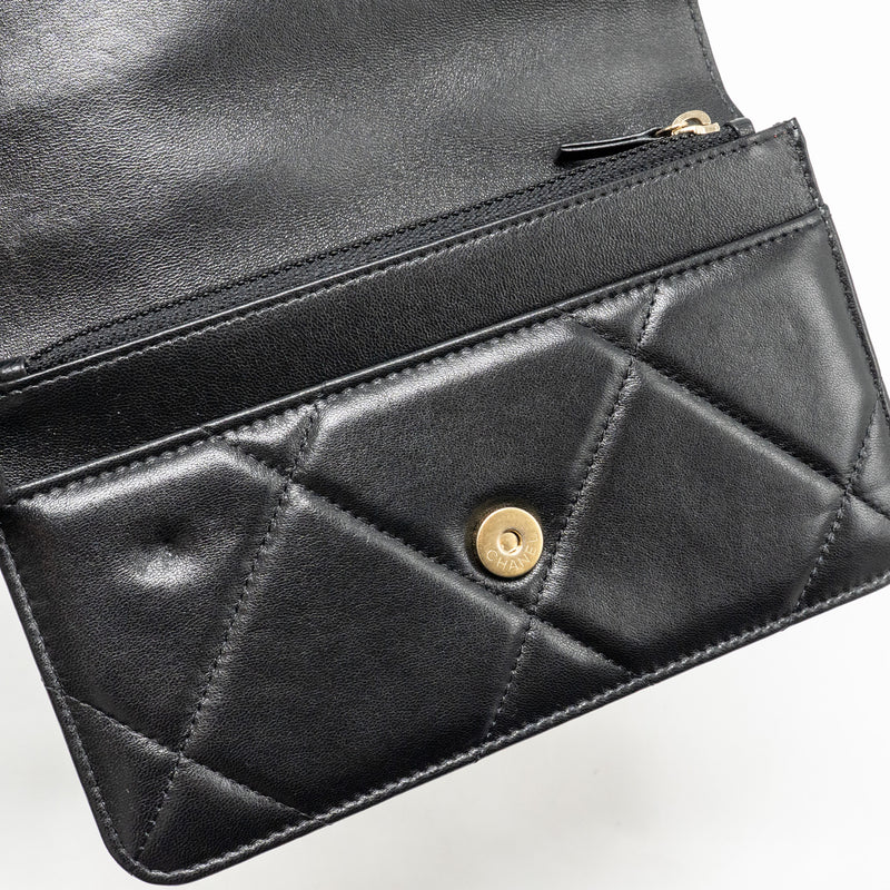 CHANEL 19 Wallet On Chain Lambskin Black Multicolour Hardware