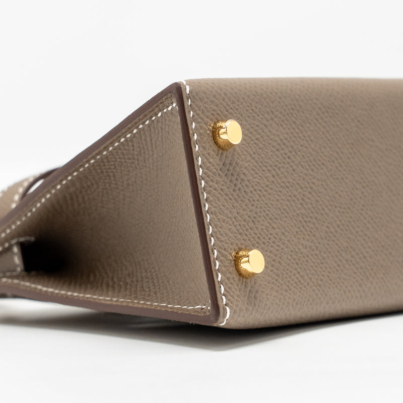 Hermes Mini Kelly II Epsom Etoupe GHW Stamp K