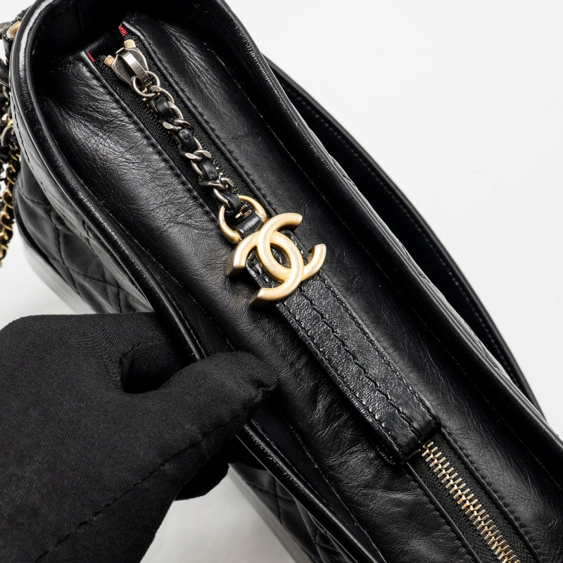 Chanel New Medium Gabrielle Hobo Bag with Top Handle Calfskin Black Multicolour Hardware