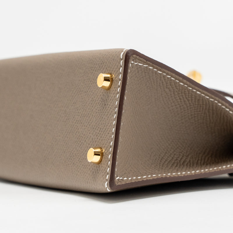Hermes Mini Kelly II Epsom Etoupe GHW Stamp K