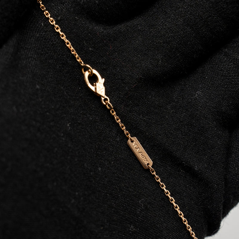 Van Cleef and Arpels and Arpels 2025 holiday pendant pink mother of pearl rose gold with diamond