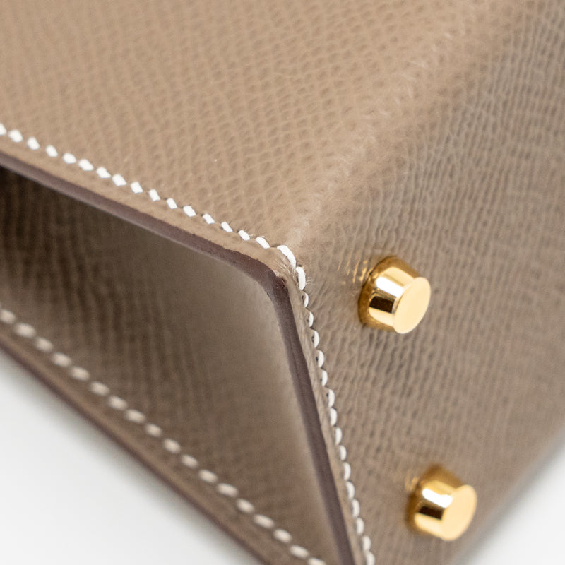 Hermes Mini Kelly II Epsom Etoupe GHW Stamp K