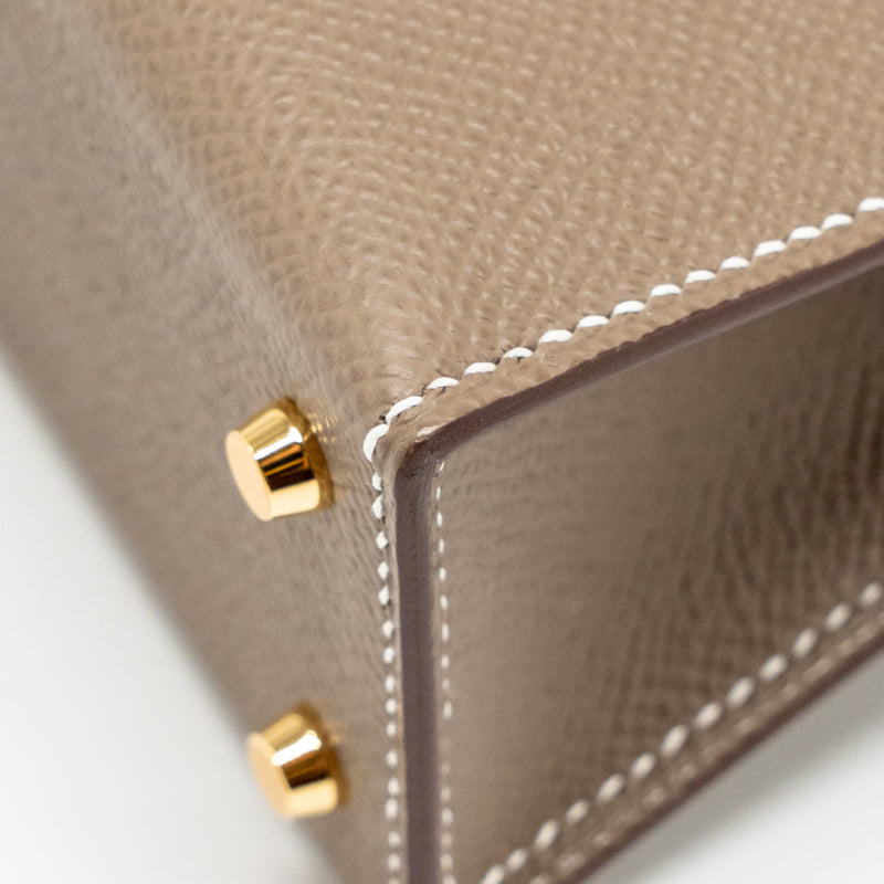 Hermes Mini Kelly II Epsom Etoupe GHW Stamp K