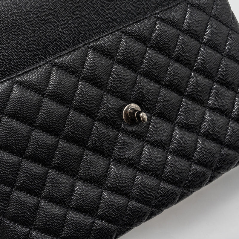 Chanel Medium Coco Handle Caviar / Lizard Handle Black Ruthenium Hardware