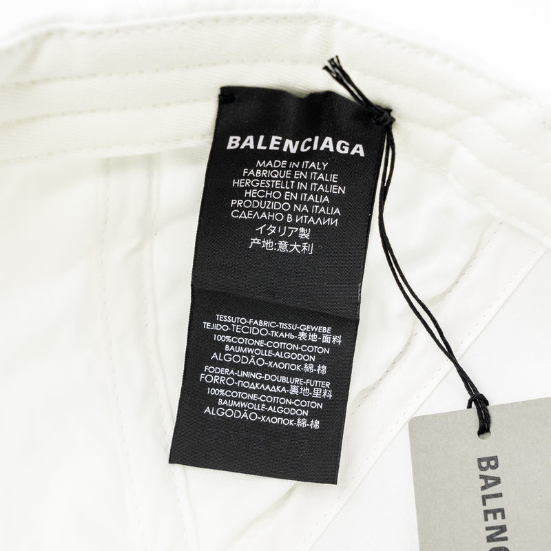 Balenciaga Size L Embroidery Baseball Cap Fabric White