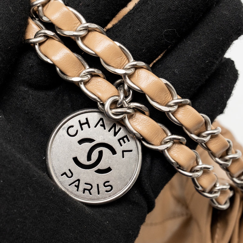 Chanel Small 22 bag calfskin dark beige SHW (microchip)