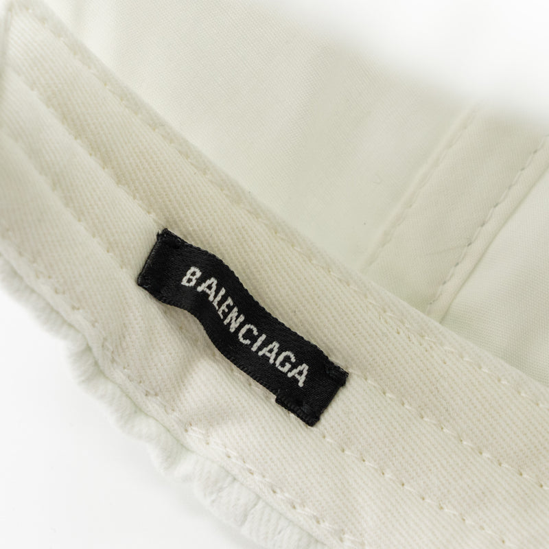 Balenciaga Size L Embroidery Baseball Cap Fabric White