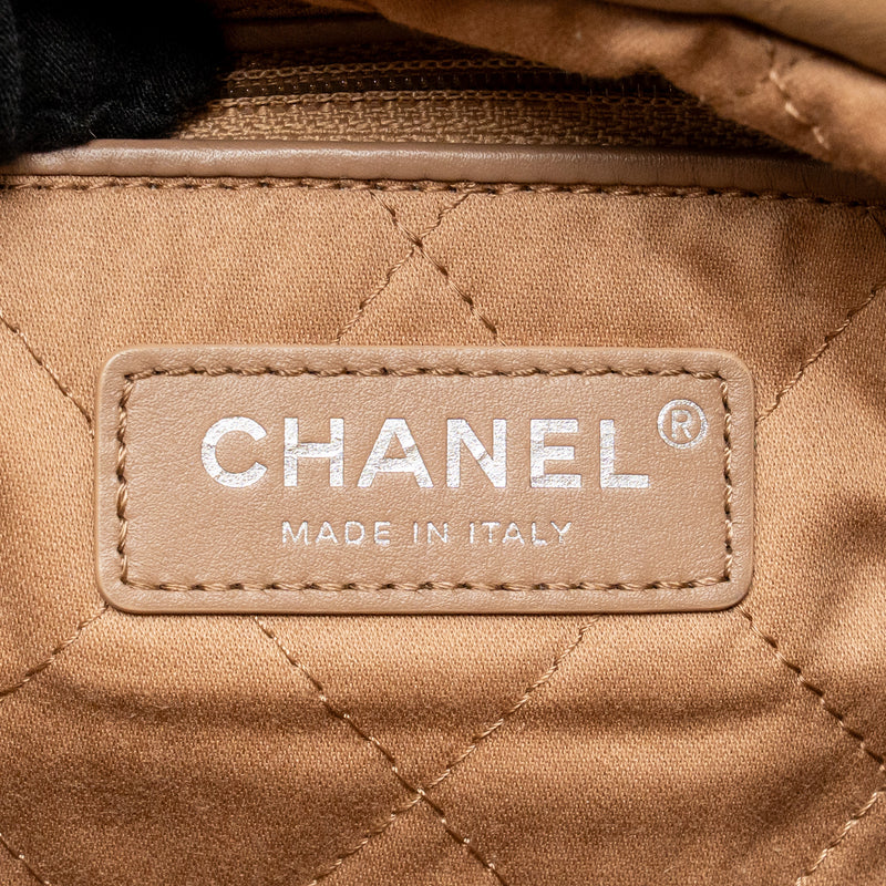 Chanel Small 22 bag calfskin dark beige SHW (microchip)
