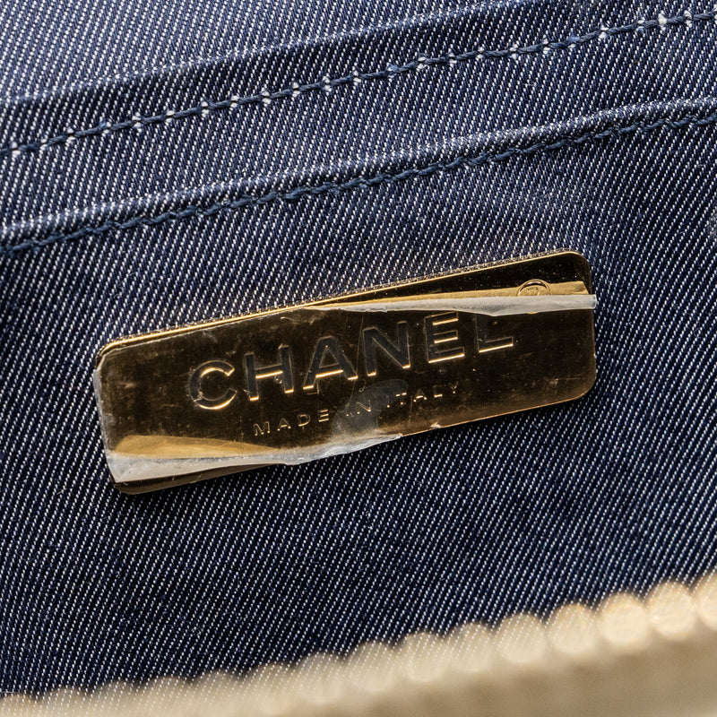 Chanel top handle vanity case with chain tweed multicolour white LGHW