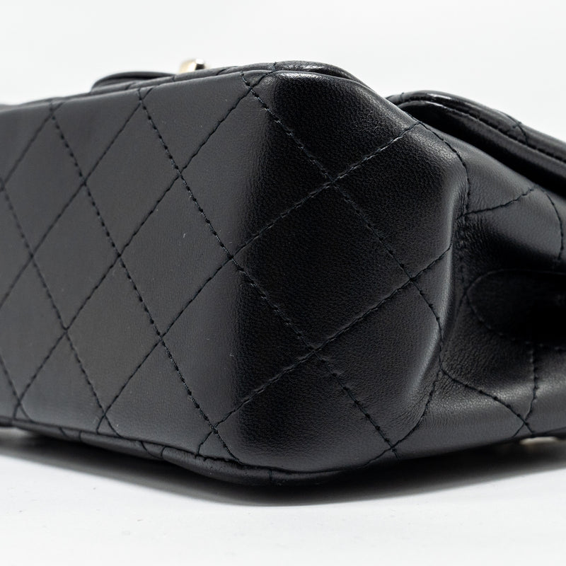 Chanel Mini Square Flap bag Lambskin Black LGHW (Microchip)