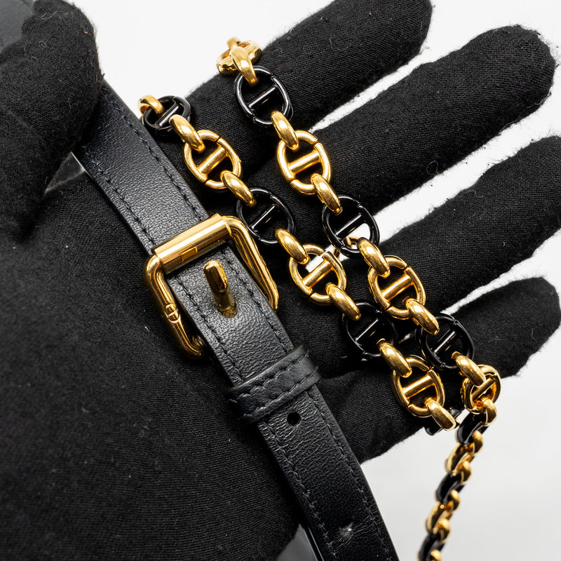 Dior Miss Caro Mini Bag with Chain Lambskin Black Multicolour Hardware