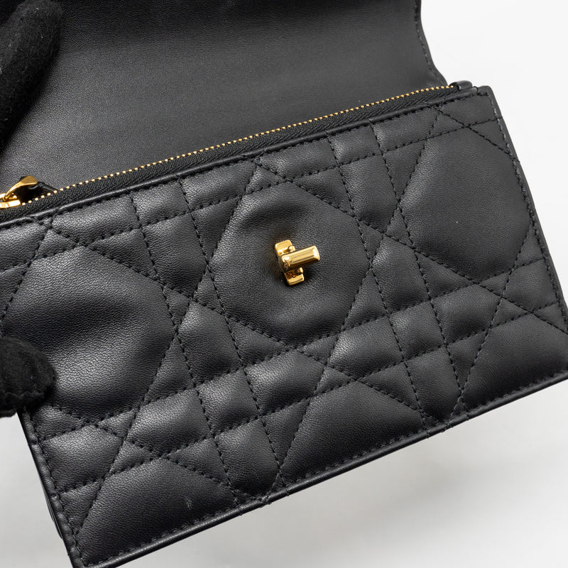 Dior Miss Caro Mini Bag with Chain Lambskin Black Multicolour Hardware