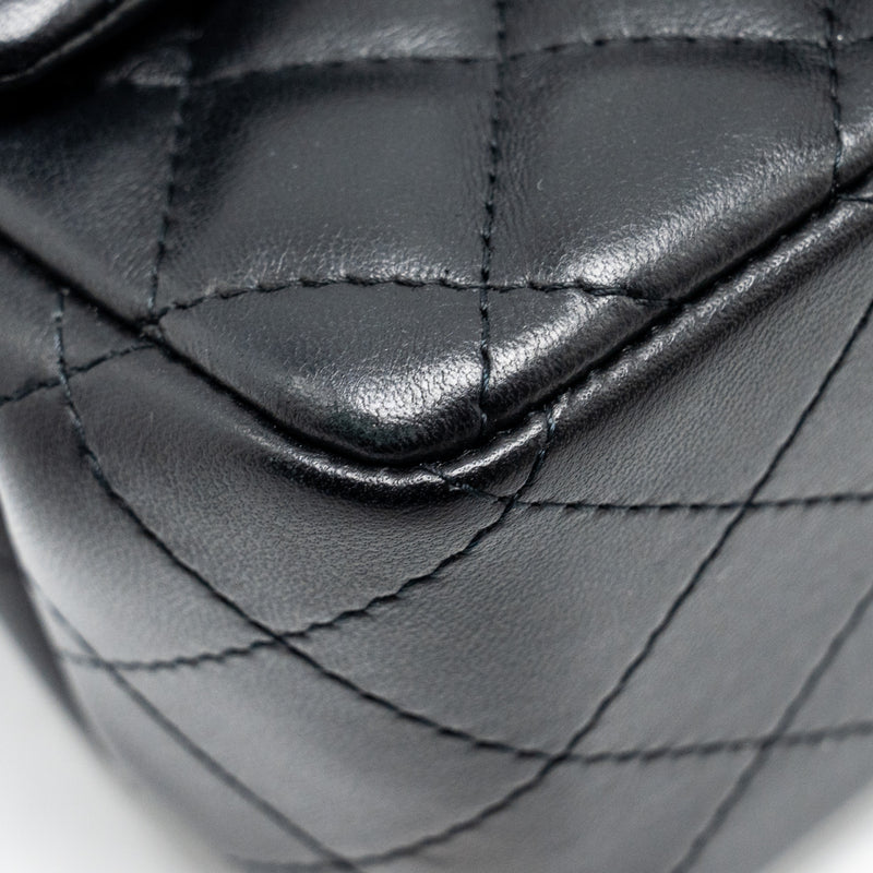 Chanel Mini Square Flap bag Lambskin Black LGHW (Microchip)