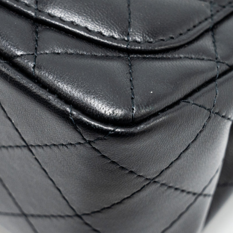 Chanel Mini Square Flap bag Lambskin Black LGHW (Microchip)