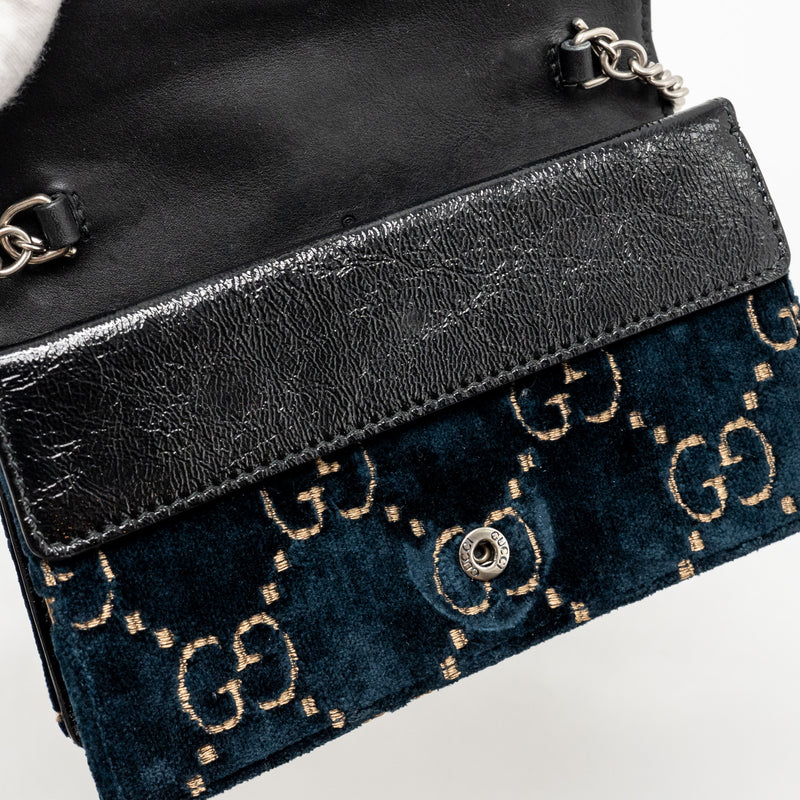 Gucci Dionysus Super Mini Bag Velvet Dark Blue SHW