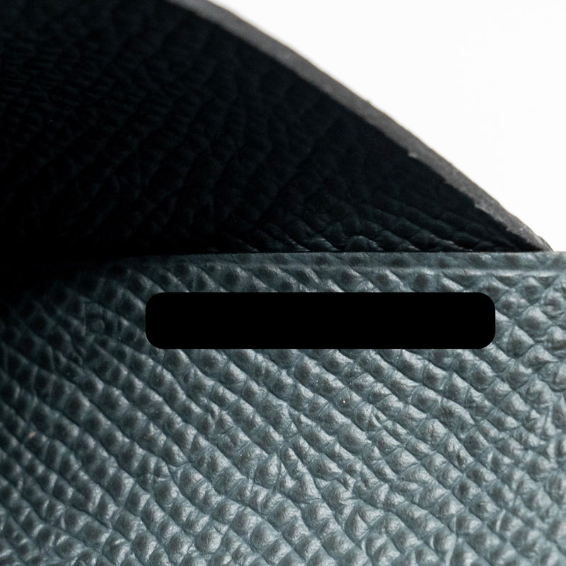 Hermes Calvi Duo Card Holder Epsom Y7 Bleu Orage SHW Stamp B