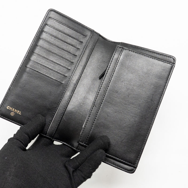 Chanel Boy Bifold Long Wallet Lambskin Black GHW