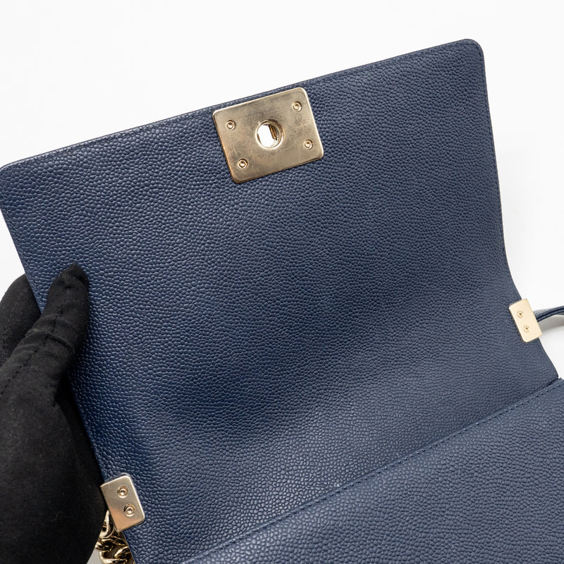 Chanel Medium Boy Bag Caviar Navy LGHW