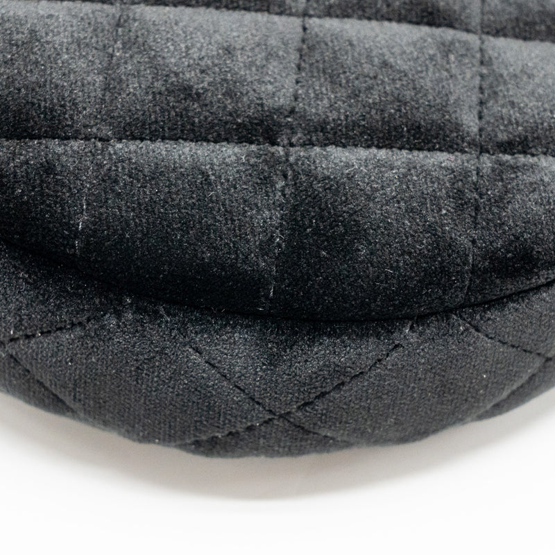 Chanel Quilted Crystal Mini Hobo Crossbody Bag Velvet Black LGHW (microchip)