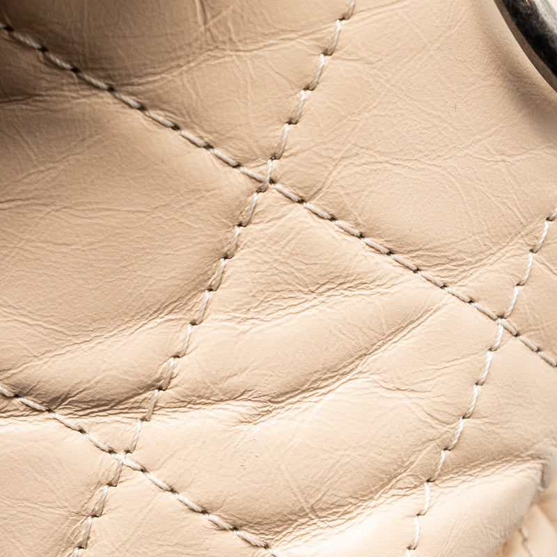 Chanel Gabrielle Hobo Bag Aged Calfskin Beige/Black Multicolour Hardware