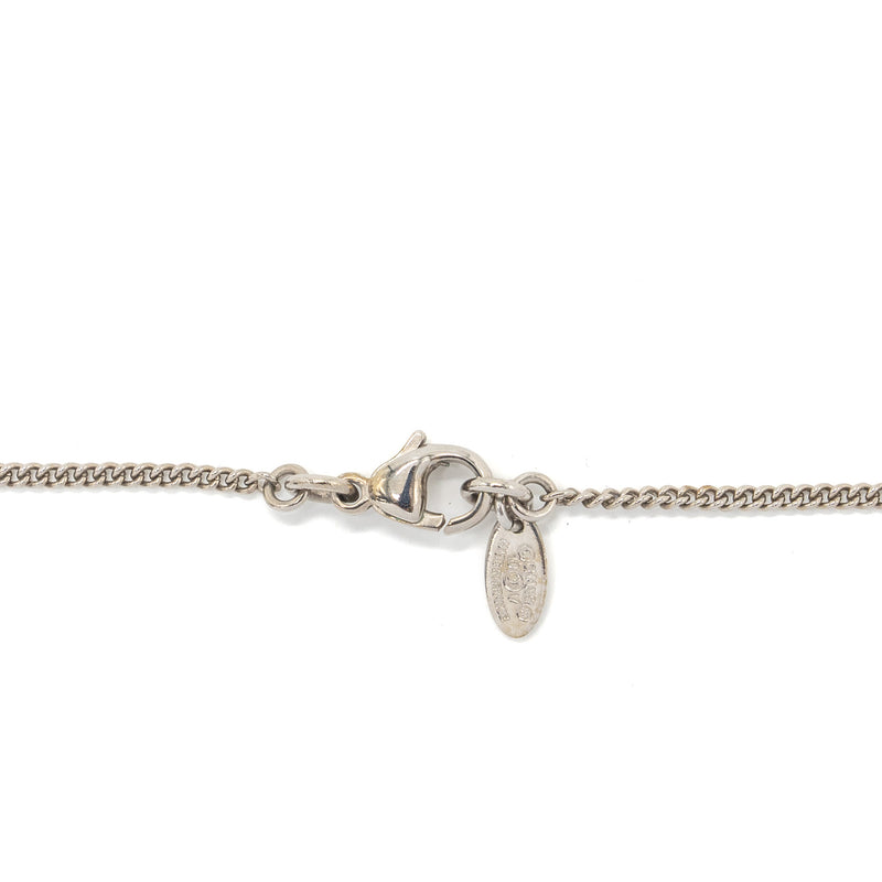 Chanel small model cc logo crystal necklace silver tone