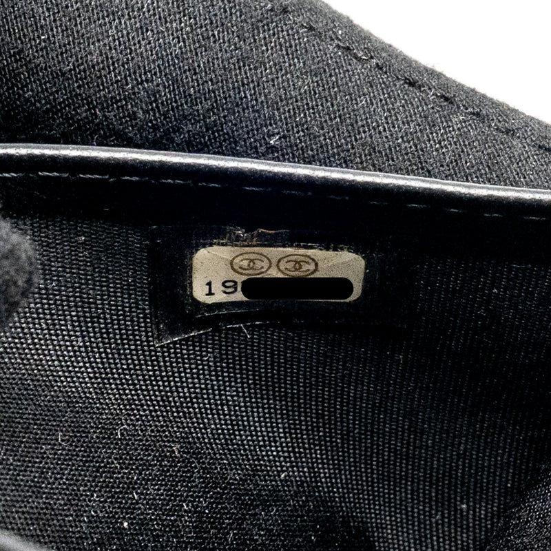 Chanel Boy Bifold Long Wallet Lambskin Black GHW