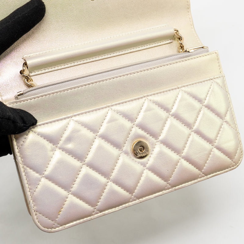 Chanel Wallet on Chain Lambskin Iridescent Ivory LGHW