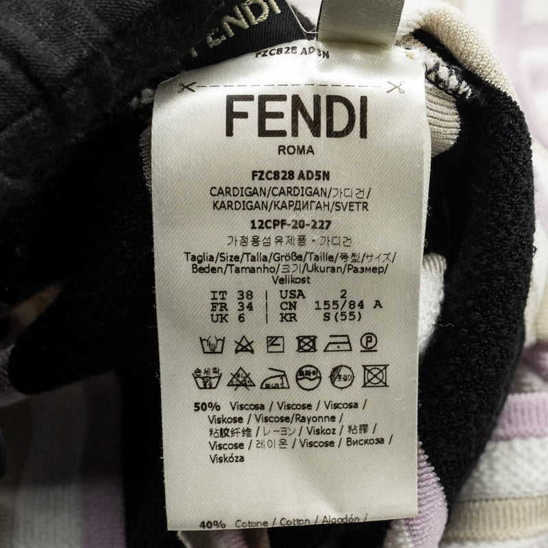 Fendi Size 38 Striped Cardigan Viscose/Cotton Multicolour