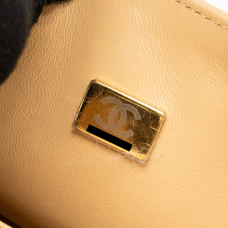 Chanel Medium Classic Double Flap Bag Lambskin Beige LGHW (Microchip)
