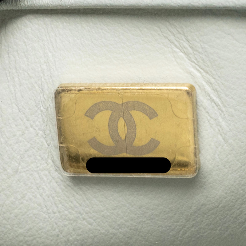 Chanel Camellia Adjustable Chain Mini Square flap bag Lambskin light grey GHW (microchip)