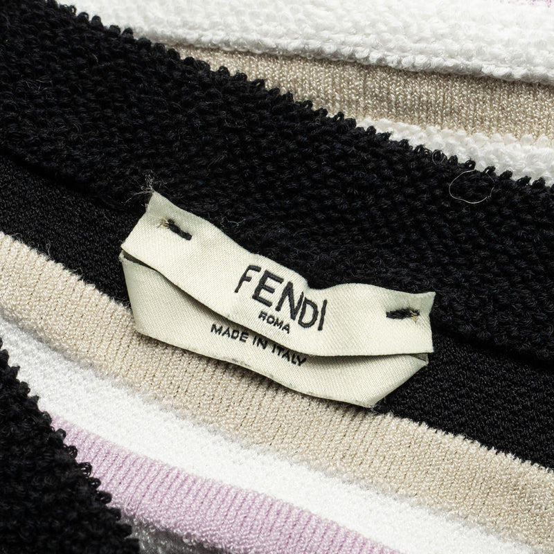 Fendi Size 38 Striped Cropped Top Viscose/Cotton Multicolour