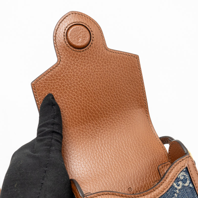 Gucci Horsebit 1955 Mini Bag Denim/Calfskin Blue/Brown GHW