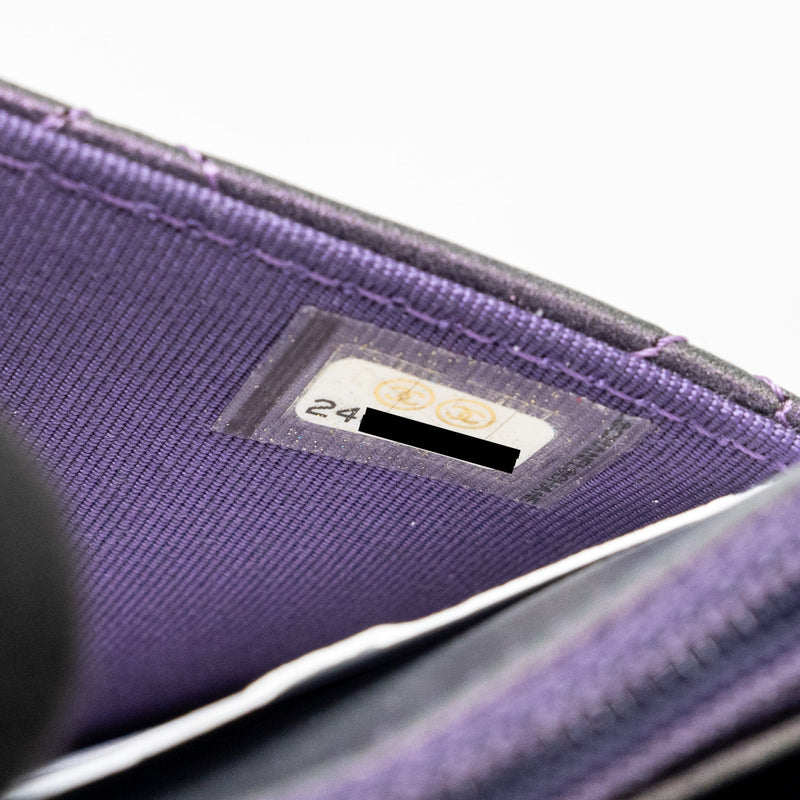 Chanel Classic Wallet On Chain Lambskin Iridescent Purple Ruthenium Hardware