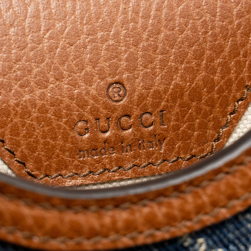 Gucci Horsebit 1955 Mini Bag Denim/Calfskin Blue/Brown GHW